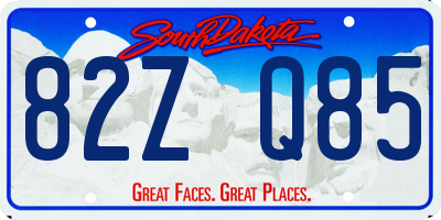 SD license plate 82ZQ85