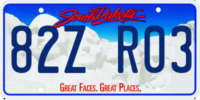 SD license plate 82ZR03