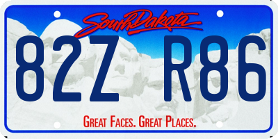 SD license plate 82ZR86