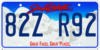 SD license plate 82ZR92
