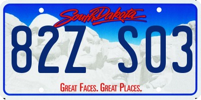 SD license plate 82ZS03