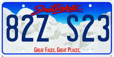 SD license plate 82ZS23