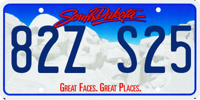 SD license plate 82ZS25