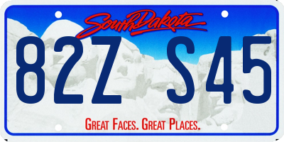 SD license plate 82ZS45