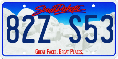 SD license plate 82ZS53