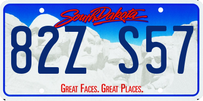 SD license plate 82ZS57