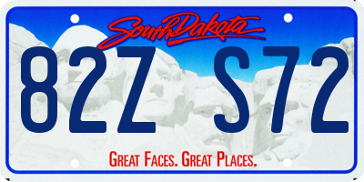 SD license plate 82ZS72