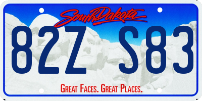 SD license plate 82ZS83