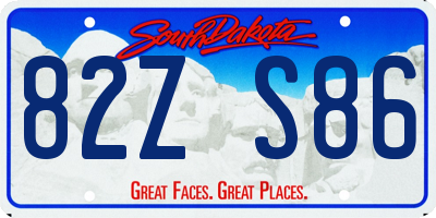SD license plate 82ZS86