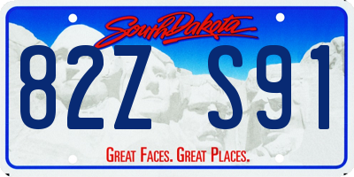 SD license plate 82ZS91