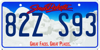 SD license plate 82ZS93