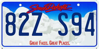SD license plate 82ZS94