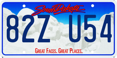 SD license plate 82ZU54