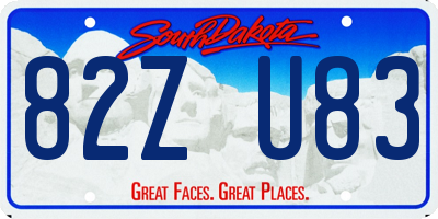 SD license plate 82ZU83