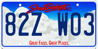 SD license plate 82ZW03