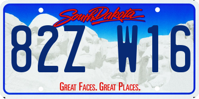 SD license plate 82ZW16