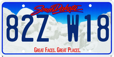 SD license plate 82ZW18