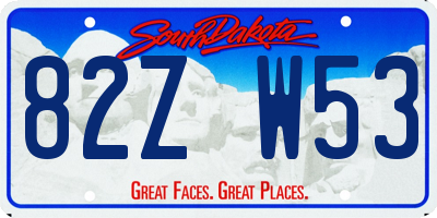 SD license plate 82ZW53