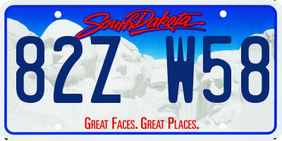 SD license plate 82ZW58