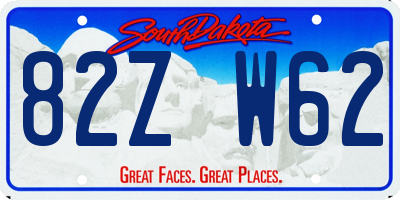 SD license plate 82ZW62