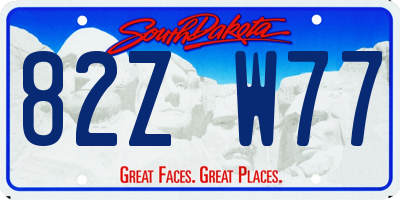 SD license plate 82ZW77