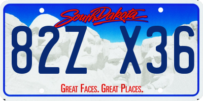 SD license plate 82ZX36