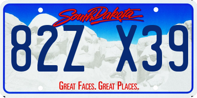 SD license plate 82ZX39