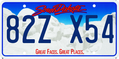 SD license plate 82ZX54
