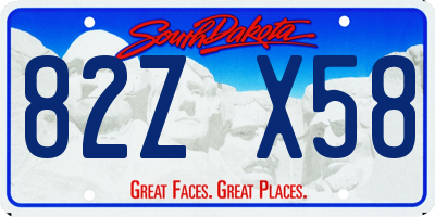SD license plate 82ZX58