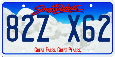 SD license plate 82ZX62