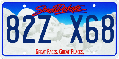 SD license plate 82ZX68