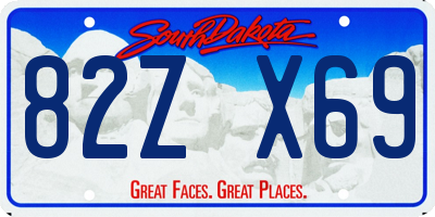 SD license plate 82ZX69