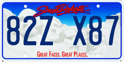 SD license plate 82ZX87