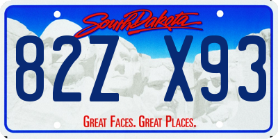 SD license plate 82ZX93