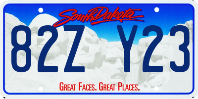 SD license plate 82ZY23