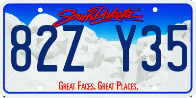 SD license plate 82ZY35