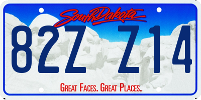 SD license plate 82ZZ14