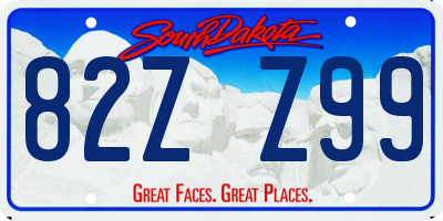 SD license plate 82ZZ99