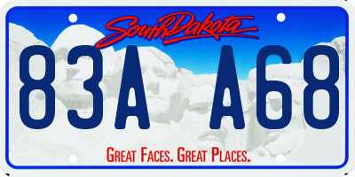 SD license plate 83AA68