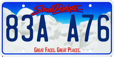 SD license plate 83AA76