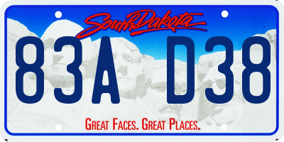 SD license plate 83AD38