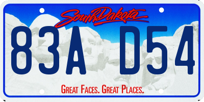 SD license plate 83AD54