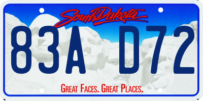 SD license plate 83AD72