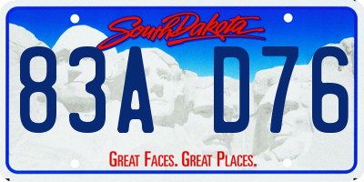 SD license plate 83AD76