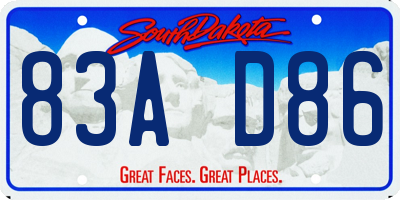 SD license plate 83AD86