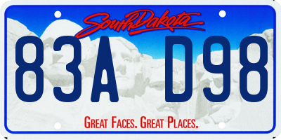 SD license plate 83AD98
