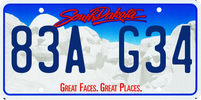 SD license plate 83AG34