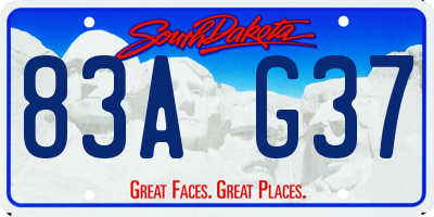 SD license plate 83AG37