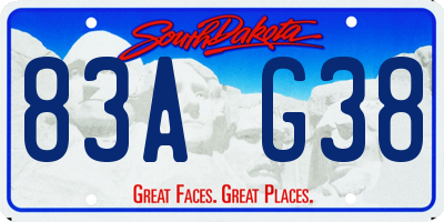 SD license plate 83AG38