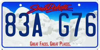 SD license plate 83AG76